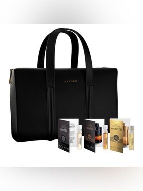Azzaro Black Travel Bag with Gold Hardware